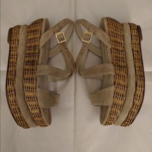 Paloma Barcelo Basket Weave Suede Platform Sandals